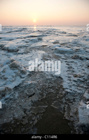 Les vasières de glace, l'UNESCO Site du patrimoine naturel mondial, Schleswig-Holstein mer des Wadden Parc National, Mer du Nord, de Frise du Nord Banque D'Images