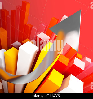 Belle image 3D du tableau classique et la croissance de flèche d'argent Banque D'Images