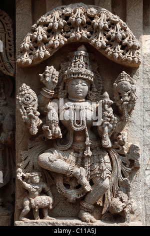 L'image d'une divinité hindoue, Kesava Temple, Temple Keshava, style Hoysala, Somnathpur, Somanathapura, Karnataka, Inde du Sud, Inde Banque D'Images