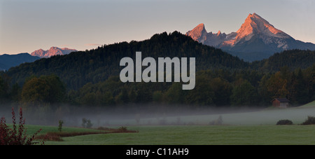 Mt Watzmann, Berchtesgaden-campagne, Haute-Bavière, Bavaria, Germany, Europe Banque D'Images