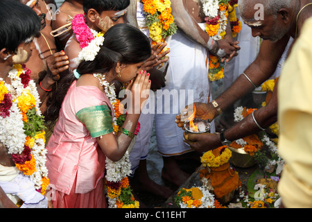 Feu Sacré, Thaipusam festival à Mumbai, Chennai, Tamil Nadu, Inde du Sud, Inde, Asie Banque D'Images