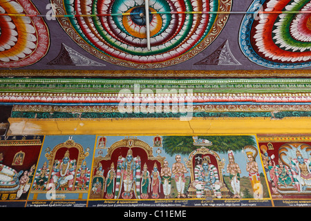 L'art mural dans le temple, Srivilliputtur Srivilliputhur Andal, Tamil Nadu, Tamilnadu, Inde du Sud, Inde, Asie Banque D'Images