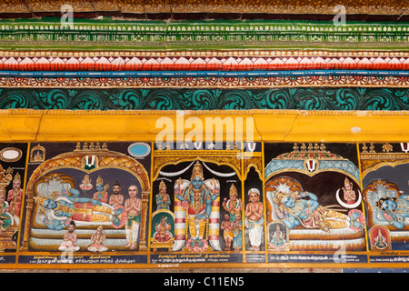 L'art mural dans le temple, Srivilliputtur Srivilliputhur Andal, Tamil Nadu, Tamilnadu, Inde du Sud, Inde, Asie Banque D'Images