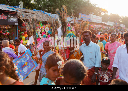 Pèlerins hindous, Thaipusam Festival à Palani, Tamil Nadu, Tamilnadu, Inde du Sud, Inde, Asie Banque D'Images