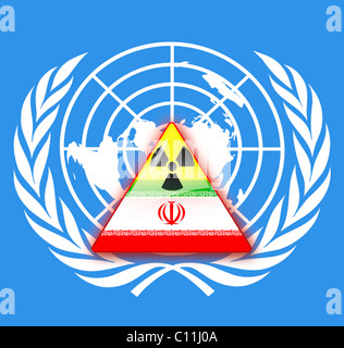 Image symbolique, conflit qui oppose l'Iran et l'Organisation des Nations Unies, la communauté internationale Banque D'Images