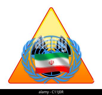 Image symbolique, conflit qui oppose l'Iran et l'Organisation des Nations Unies, la communauté internationale Banque D'Images