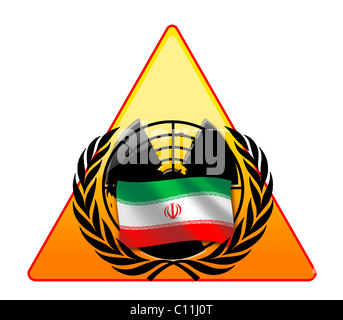 Image symbolique, conflit qui oppose l'Iran et l'Organisation des Nations Unies, la communauté internationale Banque D'Images