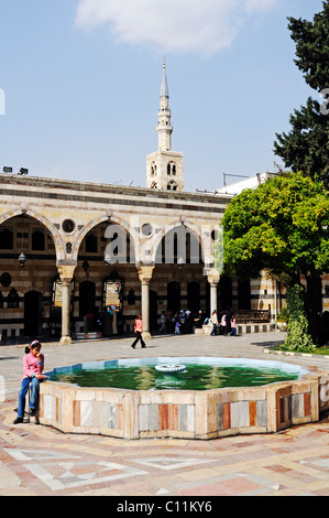 Fontaine dans la cour de l'AZM Palace, Palais Azem, Quasr al-Azm, ottomane musée ethnographique, centre historique de Damas, Syrie Banque D'Images