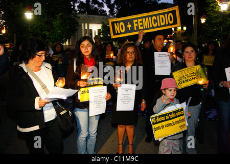 Démonstration, la violence contre les femmes, Concepción, Chili, Amérique du Sud Banque D'Images