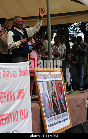 Madagascar, Antananarivo, manifestation pacifique chambre d'ex président malgache Albert Zafy contre la transition actuelle de la HAT Banque D'Images