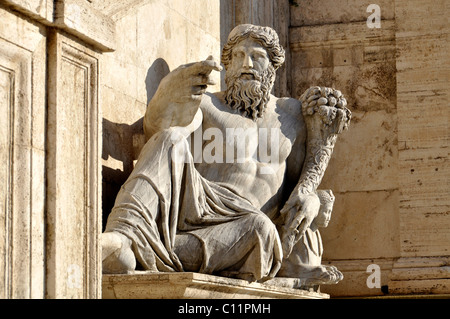 Statue du dieu du Nil, Palazzo Senatorio Sénateurs' Palace, Place du Capitole La Place du Capitole, Rome, Latium, Italie Banque D'Images