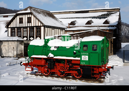 Vieille locomotive à vapeur de l'ex-iron and steel works Thale, Huettenmuseum Thale ironworks museum, Thale, Harz (Saxe-Anhalt) Banque D'Images