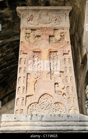 Les traditionnels, pierre, l'église orthodoxe arménienne khatchkar à Sanahin monastère, site du patrimoine mondial de l'UNESCO, l'Arménie, de l'Asie Banque D'Images