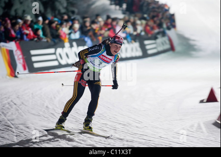 Magdalena Neuner, Allemagne, Coupe du Monde 2010, Women's relay, Ruhpolding, Bavaria, Germany, Europe Banque D'Images