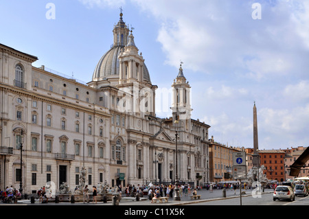 Palazzo Pamphili, église de Sant'Agnese in Agone, l'obélisque, la Piazza Navona, Rome, Latium, Italie, Europe Banque D'Images