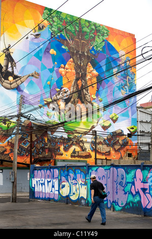 Murales à Valparaiso, Chili Banque D'Images