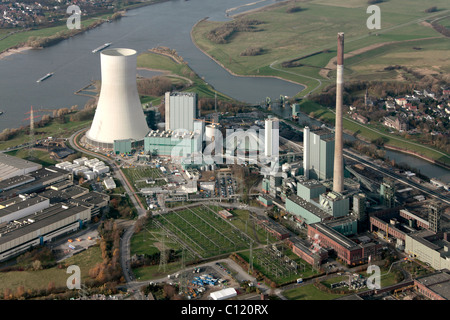 Photo aérienne, EVONIK STEAG coal power station Walsum, chantier, Duisburg, Rhein, Rhénanie du Nord-Westphalie, Ruhr Banque D'Images