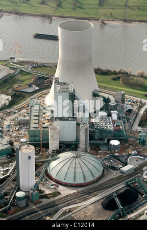 Photo aérienne, EVONIK STEAG coal power station Walsum, chantier, Duisburg, Rhein, Rhénanie du Nord-Westphalie, Ruhr Banque D'Images