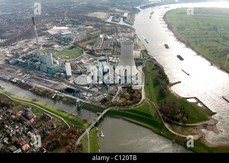 Photo aérienne, EVONIK STEAG coal power station Walsum, chantier, Duisburg, Rhein, Rhénanie du Nord-Westphalie, Ruhr Banque D'Images