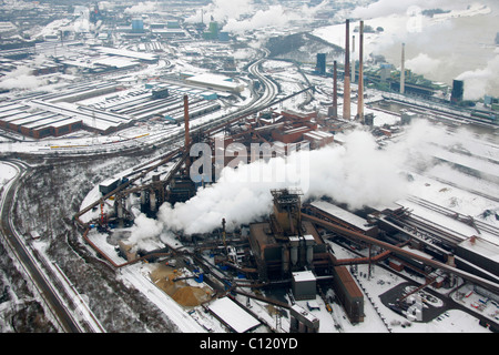 Photo aérienne, de la métallurgie, du haut fourneau 8, ThyssenKrupp Steel, Duisburg, Ruhr, Nordrhein-Westfalen, Germany, Europe Banque D'Images
