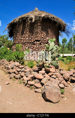 Tukul hut, traditionnelle, maison à Lalibela, Site du patrimoine mondial de l'UNESCO, de l'Amhara, Ethiopie, Afrique Banque D'Images