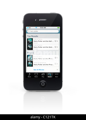Résultats de la recherche de Harry Potter à l'iTunes Store sur l'écran de smartphone Apple iPhone 4 fond blanc isolé Banque D'Images
