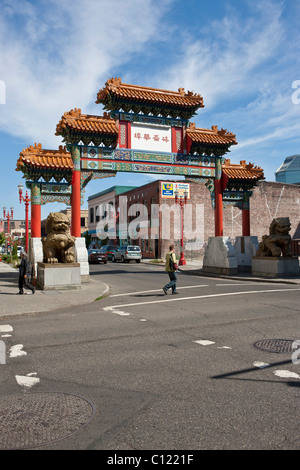 Embarquement au chinois W Burnside Street, China Town, Portland, Oregon, USA Banque D'Images