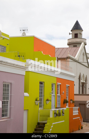 Quartier de Bo-Kaap, maisons colorées dans le quartier de Malay, Cape Town, Afrique du Sud, l'Afrique Banque D'Images