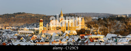 Schloss château de Sigmaringen en hiver le matin, Sigmaringen, Bade-Wurtemberg, Allemagne, Europe Banque D'Images