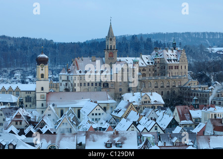 Schloss château de Sigmaringen en hiver le matin, Sigmaringen, Bade-Wurtemberg, Allemagne, Europe Banque D'Images