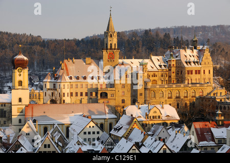 Schloss château de Sigmaringen en hiver le matin, Sigmaringen, Bade-Wurtemberg, Allemagne, Europe Banque D'Images