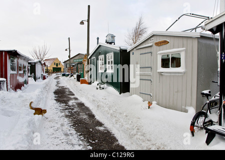 Fishermen's lodges en Dragor Harbour, au Danemark, en Europe Banque D'Images