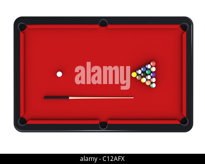 Le rendu 3D de la table de billard isolé sur fond blanc Banque D'Images