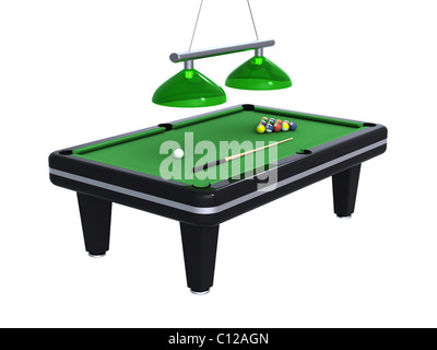 Le rendu 3D de la table de billard isolé sur fond blanc Banque D'Images