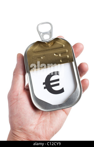 Pouvez et symbole de l'Euro, Concept de l'aide financière rapide et facile Banque D'Images