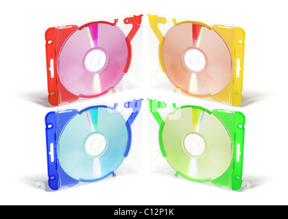 Cd dans des caisses de plastique Banque D'Images