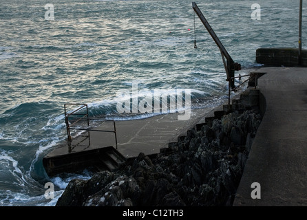 Mur du port de Dursey Island, Péninsule de Beara, comté de Cork, Irlande Banque D'Images