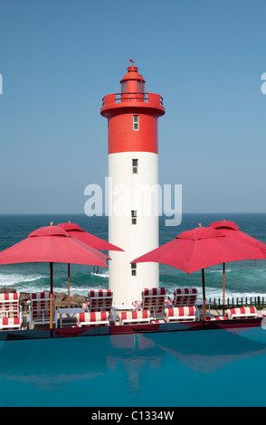 Phare d'Umhlanga Rocks, Umhlanga Rocks, la province du KwaZulu Natal, Afrique du Sud Banque D'Images