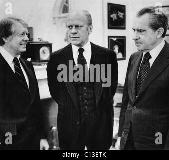 Présidents des USA. De gauche à droite : le président américain Jimmy Carter, ancien président américain Gerald Ford, ancien Président des États-Unis Richard Nixon, Washington, D.C., 1978. Banque D'Images