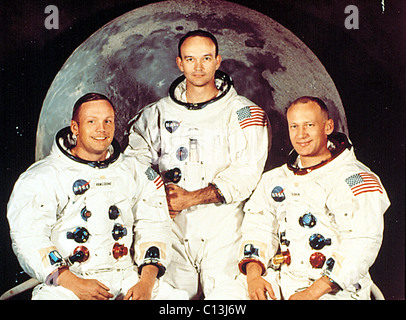 L'équipage d'Apollo 11, Neil ARMSTRONG, MICHAEL COLLINS, Edwin (Buzz) Aldrin, préalablement à leur mission sur la lune, juillet 1969. Banque D'Images