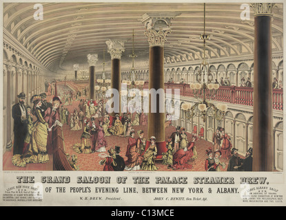 Le grand salon de l'équipage des navires à vapeur un bateau à vapeur qui a voyagé sur la rivière Hudson route de New York à Albany. 1878. LC-DIG-pga-00743 DUPE Banque D'Images