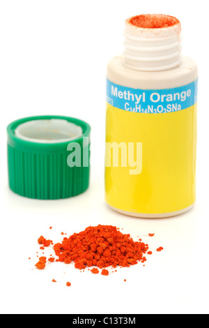 Ouvert contenant en plastique d'orange de méthyle Banque D'Images