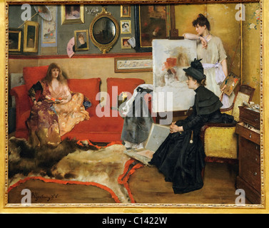 Dans le Studio, 1888, par Alfred Stevens, Banque D'Images