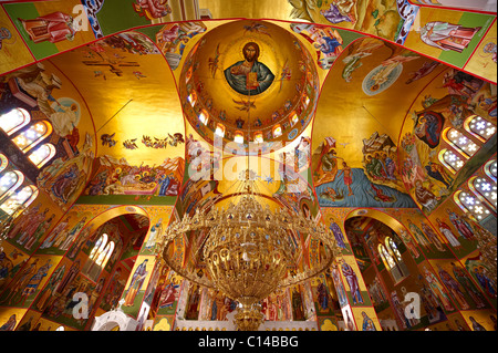 Les fresques de style byzantin de la nouvelle église orthodoxe de Omala. Kefalonia, îles Ioniennes, Grèce. Banque D'Images