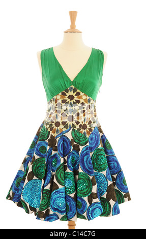 Robe de soirée contemporaine sur un mannequin qu'il serait affiché dans un magasin Banque D'Images