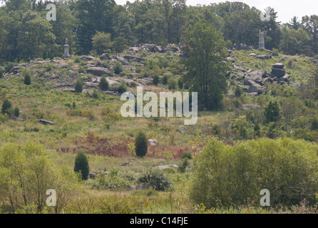 LITTLE ROUND TOP DE PLUM RUN VALLEY Gettysburg en Pennsylvanie États-unis D'AMÉRIQUE Banque D'Images