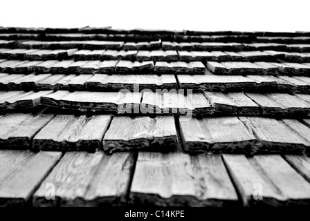 De la toiture en bois typique des Alpes maisons Banque D'Images