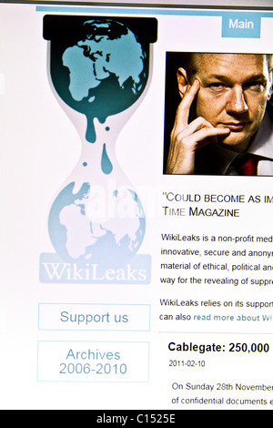 Site web Wikileaks affiché sur l'écran de l'ordinateur Banque D'Images