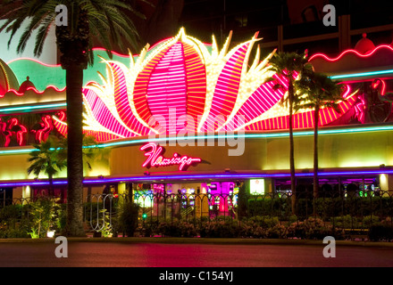 Les enseignes au néon de l'hôtel Flamingo Casino Banque D'Images