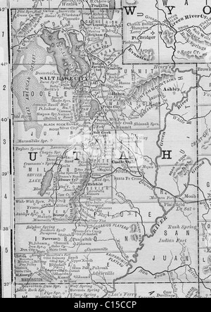Ancien site de l'Utah dans la manuel de géographie originale, 1884 Banque D'Images